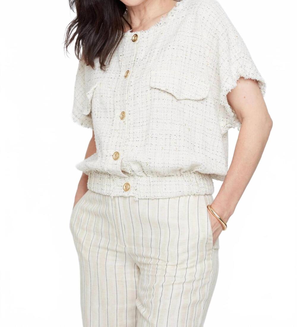 NEW RENUAR woven short sleeve jacket in oyster